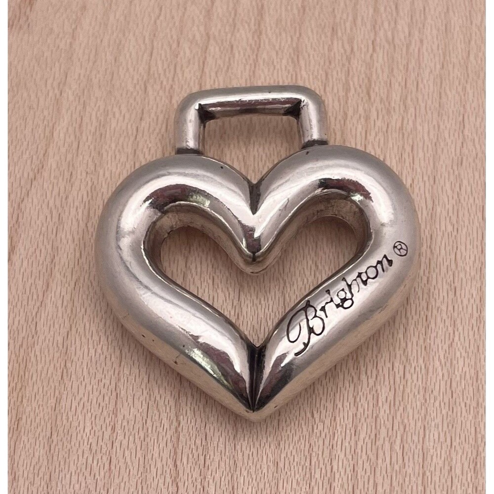 Brighton Silver Tone Chunky Heart Slide Pendant Charm Women’s Jewelry
